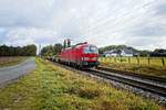 193 367 der DB Cargo mit einem leeren Containerzug bei Hamm-Neustadt (11.10.2021)