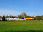 193 500 mit einem IC Amsterdam - Berlin zwischen Bünde und Kirchlengern. April 2024