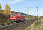 193 035-3 solo am 05.11.2025 in Richtung Schlüchtern unterwegs bei Kerzell.