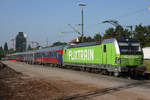 Auto Nachtzug Hamburg-Altona - Lörrach vom 26/27. Juni 2019.
Ankunft im Güterbahnhof Lörrach mit grüner FLIXTRAIN Vectron.
Foto: Walter Ruetsch