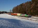 Die 193 839 mit einem Containerzug am 29.12.2020 unterwegs bei Hufschlag.