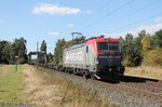 193 502 PKP Cargo mit leerem Containerzug bei Woltorf 30.08.2016