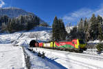 193 557 + 193 551 mit einem KLV am 29.12.2017 bei Tarvisio.