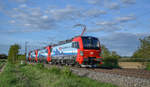 4 neue Vectrons für SBBC, führend die 193 475  Domodossola  am 26.04.2018 kurz hinter Buggingen.