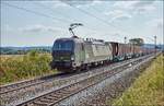 193 247 ist am 16.08.2018 bei Pölling mit einen Containerzug unterwegs.