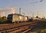 193 238 für die WLC fahrend mit einem Kesselwagenzug durch Grevenbroich gen Rheydt Hbf am Donnerstag den 4.10.2018