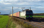 Auch 193 734, welche für die niederländische Rail Force One unterwegs ist, führte am 20.10.19 einen Containerzug durch Rodleben Richtung Roßlau.