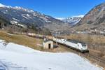 193 812 + 193 204 mit einem Knickkesselzug am 07.03.2015 bei Angertal.