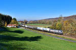 193 828 mit einem Kesselzug am 07.11.2020 bei Vilshofen.