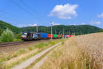 193 605 MRCE/WLC mit einem Containerzug bei Wernstein Richtung Wels, 22.07.2020