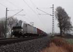 Am 21.01.14 fuhr eine Vectron mit einem Container durch das Vogtland.