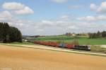 193 870 mit einem Containerzug am 18.04.2015 bei Sinngrün.