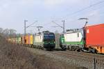 2 x ELL Vectron 193  am 08.03.2016  12:36  nördlich von Salzderhelden am BÜ75,1 
