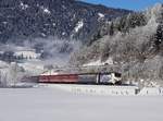 Die 193 772 mit einem Turnuszug nach Schladming am 21.01.2017 unterwegs bei Altenmarkt im Pongau.