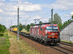 Am 17.06.2020 um: 13:53 Uhr fuhr der TXLogistik-Zug mit TXL/ATLU 193 555  Offroad  von Rostock Seehafen nach Verona Quadrante Europa.
