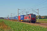 Mit einem RFO-Containerzug rollt 193 627 von MRCE am 28.08.22 durch Rodleben Richtung Roßlau.