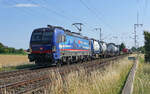 Lokomotive 193 535 am 08.07.2023 mit einem gemischten Güterzug in Wickrathhahn.