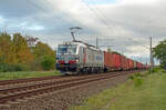 193 927 der akiem führte am 22.10.23 einen Containerzug für Metrans durch Greppin Richtung Dessau.