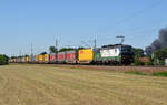 193 283 der ELL führte für ihren Mieter TX Logistik am 29.06.19 einen KLV-Zug durch Gräfenhainichen Richtung Wittenberg.