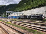 MRCE / Mercitalia Rail 193 707-7 & 193 708-5 vor einem KLV Zug Richtung Verona kurz vor der Ausfahrt aus dem Bahnhof Brenner/Brennero. Aufgenommen am 23.08.2021