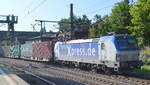 boxXpress.de GmbH, Hamburg [D] mit  193 840  [NVR-Nummer: 91 80 6193 840-6 D-BOXX] und Containerzug Richtung Hamburger Hafen am 08.09.21 Durchfahrt Bf.