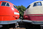 Die markanten Nasen der Elektrolokomotiven 103 233-3 & 103 235-8 im August 2018 im Eisenbahnmuseum Koblenz.