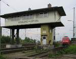 Das Reiterstellwerk in Koblenz-L�tzel am DB Museum Koblenz. Am 15.05.2010 stand daneben die DB 103 233-3.