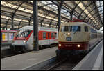 Abschied Intercity 1: Am 10.10.2026 stehen IC-Steuerwagen D-DB 51 80 80-95 259-2 Bimmdzf  Mach's gut im DB Museum - Bimmdzf 287 / Abschiedsfahrt Drehfaltt�r - 21.02.2024 ) und DB Museum 103 245 zur Abschiedsveranstaltung im Hauptbahnhof der hessischen Landeshauptstadt nebeneinander.