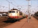 103 242-4 mit IR 2544  Osnabrückerland  Hannover-Bad Bentheim auf Bahnhof Bad Bentheim am 25-03-1998.
