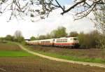 103 184-8 am 17.04.2008 mit einem Sonderzug kurz vor Bietigheim-Bissingen.