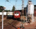 Hannover Hbf im Sommer 1992: 141325 und 103139 im Service-Bereich