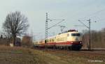 103 235-8 hat am 20.03.11 den IC 2417 am Haken und ist hier bei Halstenbek auf dem Weg nach Kln.