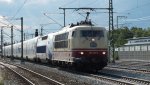 Lok 103 222-6 durchfhrt am 15.06.2011 Olching im Schlepptau den TGV 4701 Duplex nach Mnchen