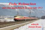 Frohe Weihnachten und einen guten Rutsch ins neue Jahr wnsche ich allen Bahnbilder.de Mitgliedern! Das Bild zeigt 103 245 mit CNL 1319 am 29.01.2011 bei Schwaz im Inntal.