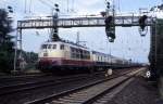 103182 mit IC 607  Poseidon  in Osnabrück Neustadt am 9.7.1987 um 15.43 Uhr in Richtung Münster.