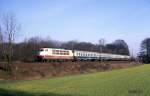 103155 mit IC 815 Mercator am 6.3.1989 um 9.48 Uhr bei Natrup Hagen in Richtung Münster.