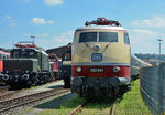 E 03 001 und links versetzt dahinter E 9307 im DB-Museum Koblenz-Lützel - 19.07.2016