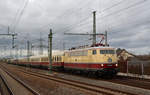 Zusammen mit 103 113 führte E 03 001 einen TEE von Butzbach nach Dresden.
