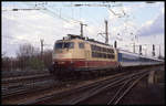 103120 verlässt hier am 25.3.1993 um 14.50 Uhr mit dem IR 2647 nach Leipzig Köln Deutz.