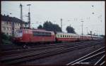 103211 fährt am 25.8.1991 um 17.24 Uhr mit dem IC 620  Kieler Förde  nach Kiel aus dem HBF Osnabrück aus.