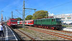 P�nktlich verl�sst der Sonderzug nach Zwickau mit 109 013-3 (211 013-8 | E 11 013) den Bahnhof Warnem�nde auf Gleis 5, w�hrend nebenan die Bahnfans und der Zug nach Cottbus bzw. Halle (Saale) mit 155 273-6 (250 273-0) bereitstehen.

🧰 Interessengemeinschaft Traditionslok 58 3047 e. V. | Traditionsgemeinschaft Bw Halle P e.V.
🚝 IGT 89039 Warnem�nde–Zwickau(Sachs)Hbf | DZ xxxxx Warnem�nde–Leipzig Hbf / –Cottbus Hbf
🕓 9.8.2025 | 17:05 Uhr