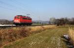 DB 110 416-5 Leerfahrt Ri Nrnberg, KBS 820 Nrnberg - Sonneberg, fotografiert bei Unterzettlitz am 31.01.2012 --> im Hintergrund auf den Bergen das Kloster Banz oberhalb von Bad Staffelstein