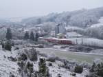 Eine 110er ist am 27.Dezember 2007 mit Ex-Silberlingen nach Ulm Hbf unterwegs.