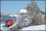 110 416-5 bringt am 24.03.08 RB 37150 von Donauwrth nach Aalen, aufgenommen an der Rewsbahn (KBS 786) in Hhe Aalen-Oberalfingen.
