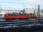 110 344-9 mit der neuen europischen Kennnummer wartet am 03.01.09 bei klirrender Klte im Bw Mnchen Hbf auf ihren nchsten Einsatz.