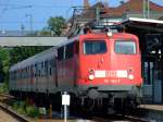 110 463 mit  Radlzug  von Passau Hbf nach Ulm Hbf am 09.08.2009 beim ersten Halt in Plattling!