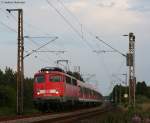 110 473-6 mit der RB 24928 (Bremen Hbf -Bremerhaven-Lehe) bei Loxstedt 20.8.09