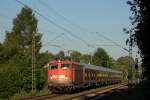 Die 110 456-1 fuhr am 30.05.2011 durch Eilendorf.