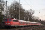 Die 110 402 fuhr am 19.3.12 mit einem umgeleitetem RB 35 Verstrker bei der Durchfahrt durch Ratingen-Lintorf.