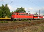 110 490 am 6.8.2007 mit Regionalbahn in Eystrup Richtung Rotenburg/Wmme